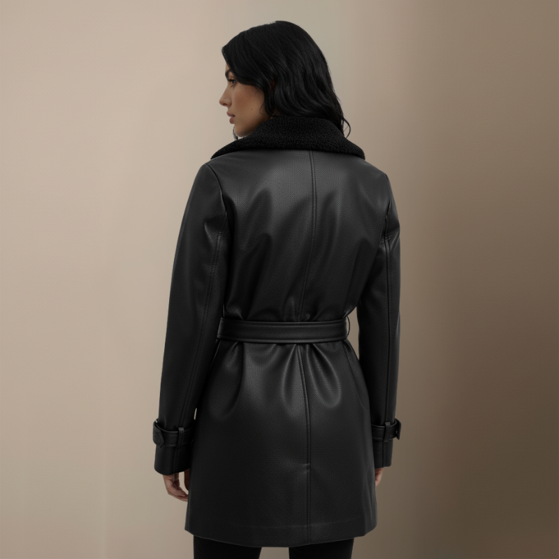 Clara™ | Elegant Kappa i grått läder - Julrabatt 50 %