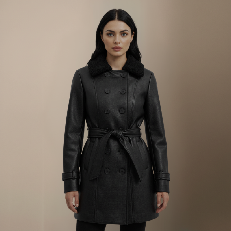 Clara™ | Elegant Kappa i grått läder - Julrabatt 50 %