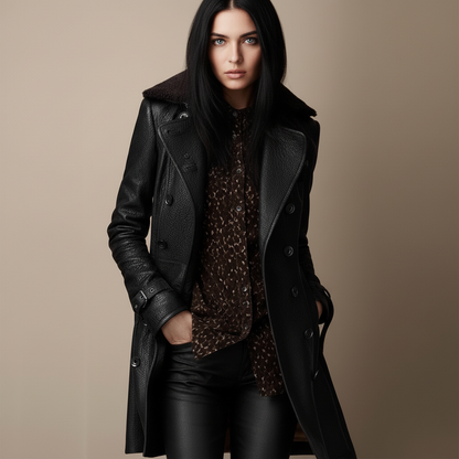 Clara™ | Elegant Kappa i grått läder - Julrabatt 50 %